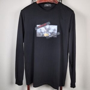 Roberto Vino Milano Men's Large Black Long Sleeve Graphic T-Shirt Tee